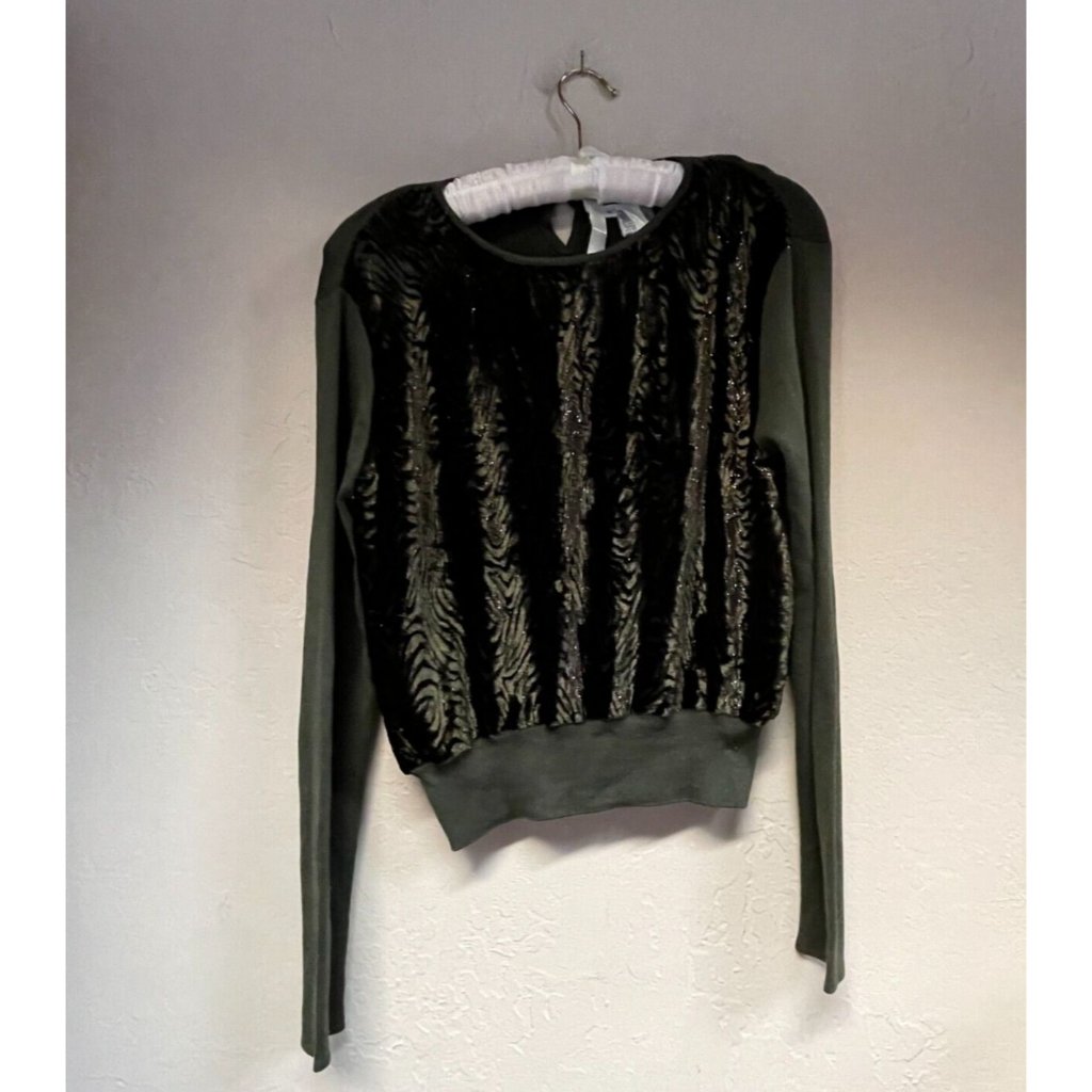 Carlisle Keyhole Pullover Sweater Womens Medium Black Long Sleeve Elastic Waist
